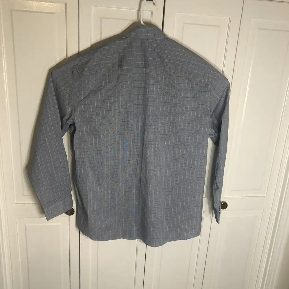 Calvin Klein Men’s Tech Active Stretch Dress Shirt Size XL Blue Plaid 17-17.5 34 - Picture 7 of 7